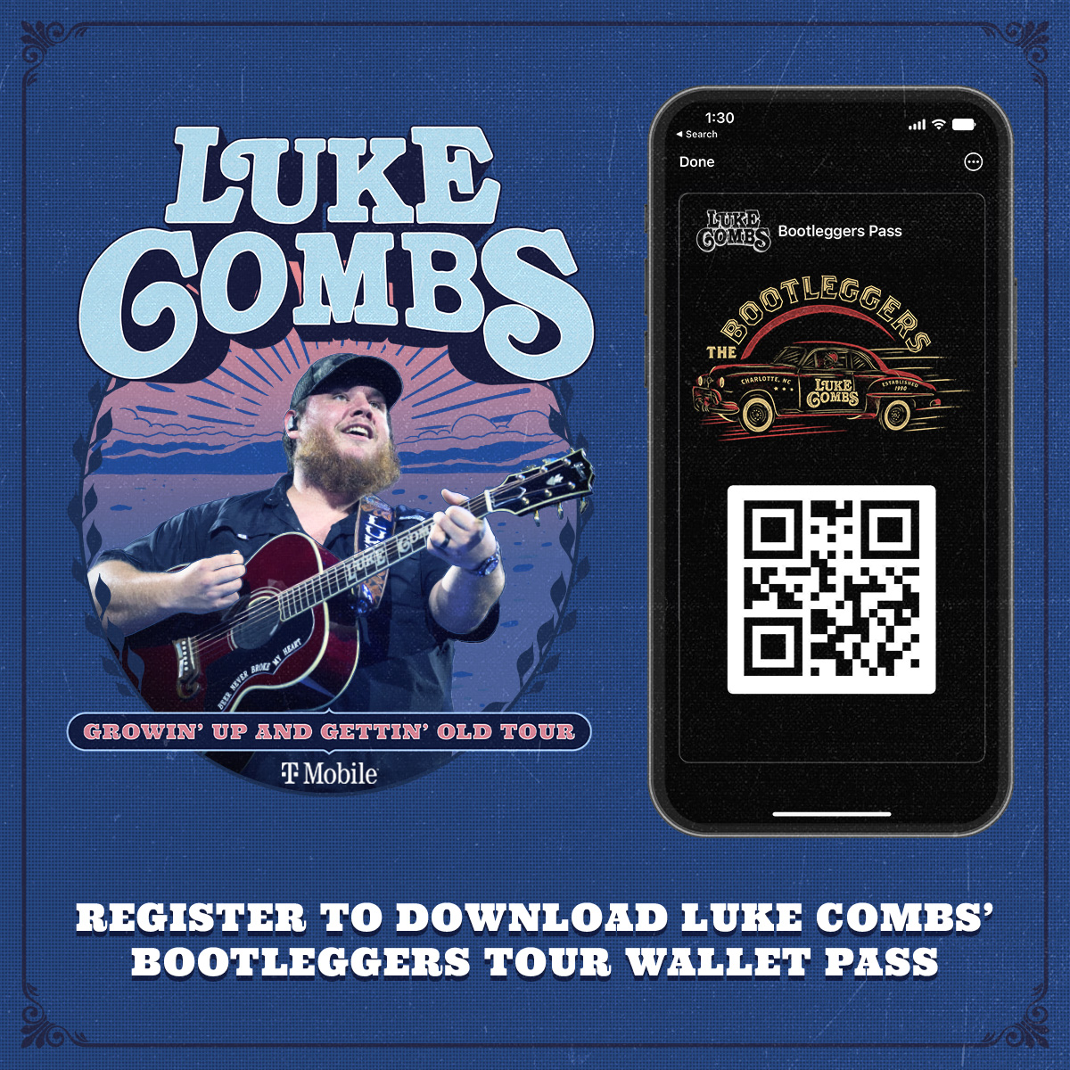 Coming to Luke Combs? Register for the Bootleggers tour wallet pass for select offers such as ticket upgrades, merch fast lanes and more! You must be part of the Bootleggers fan club and have a concert ticket to qualify for the pass. Details: bootleggerslive.com.
