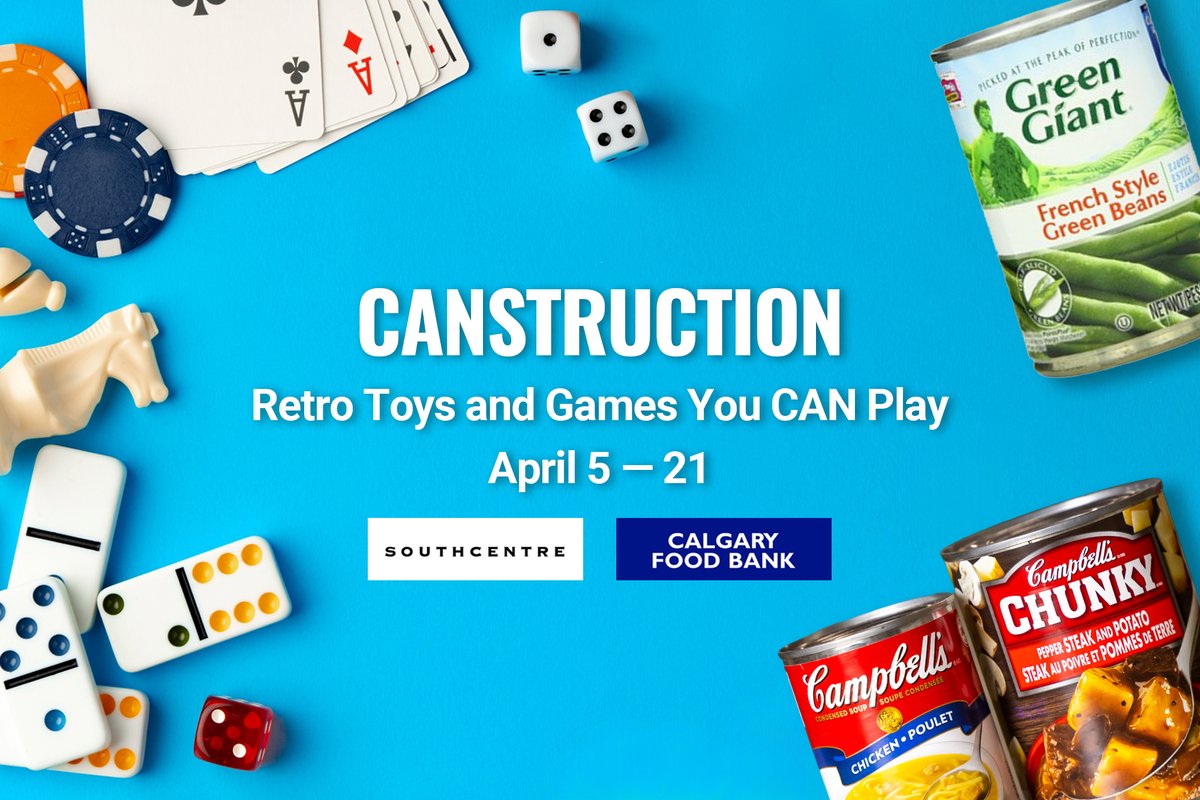Canstruction is BACK on April 5th! Come to @southcentremall to watch talented architectures, designers, and engineers compete to build structures out of canned items. The theme is Retro Toys and Games You CAN Play. What do you think the teams will build for this years theme?