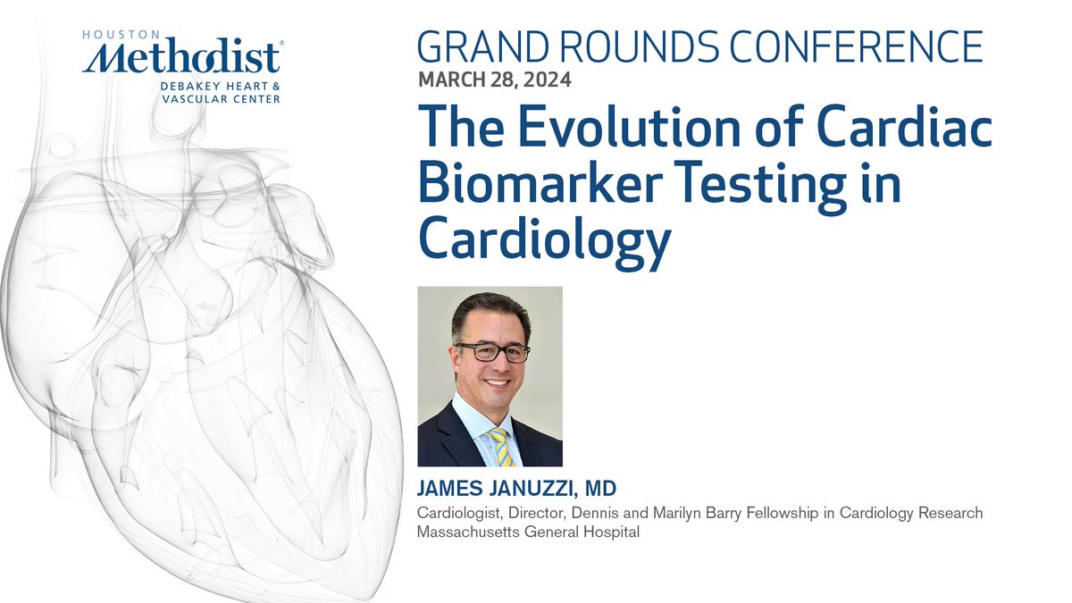 Join us March 28 for a Grand Rounds conference featuring James Januzzi, MD, presenting “The Evolution of Cardiac Biomarker Testing in Cardiology”. Watch LIVE: bit.ly/GR032824.