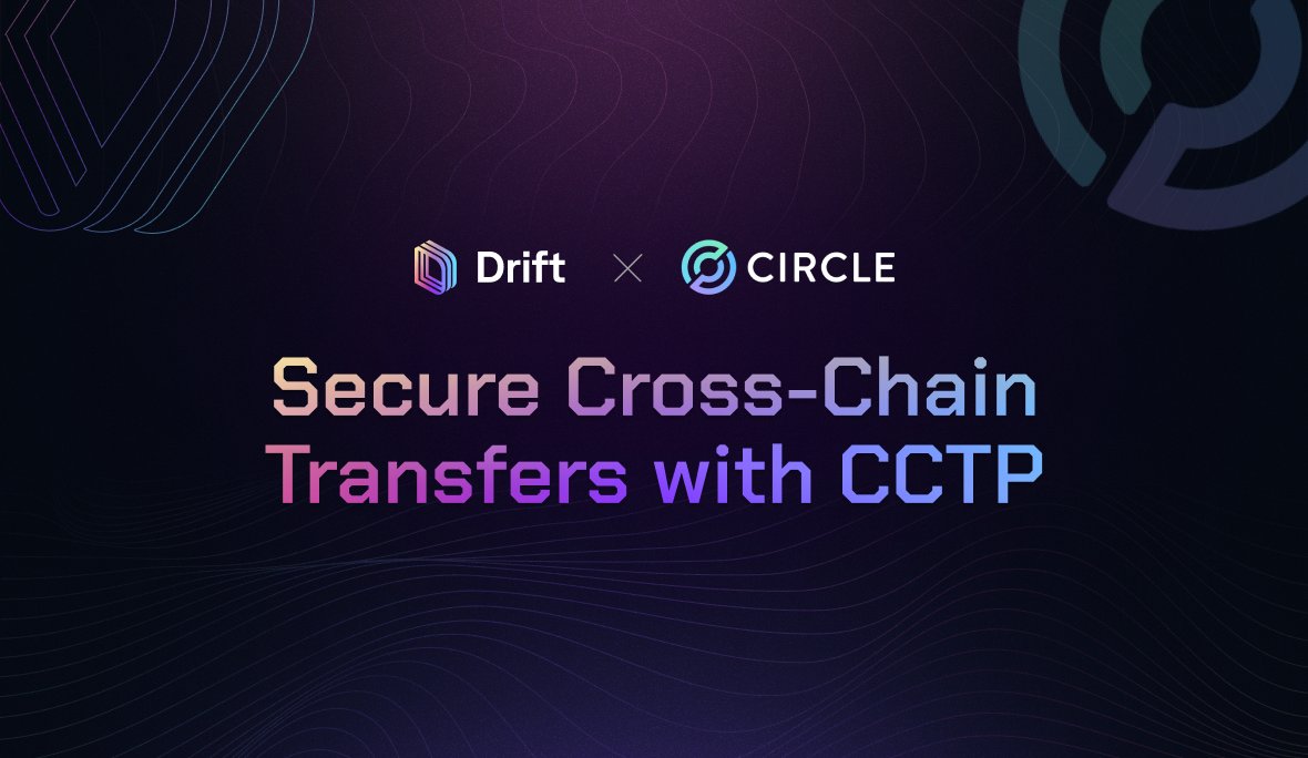 Drift is proud to be one of the first partners to integrate @circle's Cross Chain Transfer Protocol (CCTP) in app. Traders can now securely transport USDC from Arbitrum, Base, and Ethereum to Drift as collateral for trading without leaving the app. Dive into the details 🧵