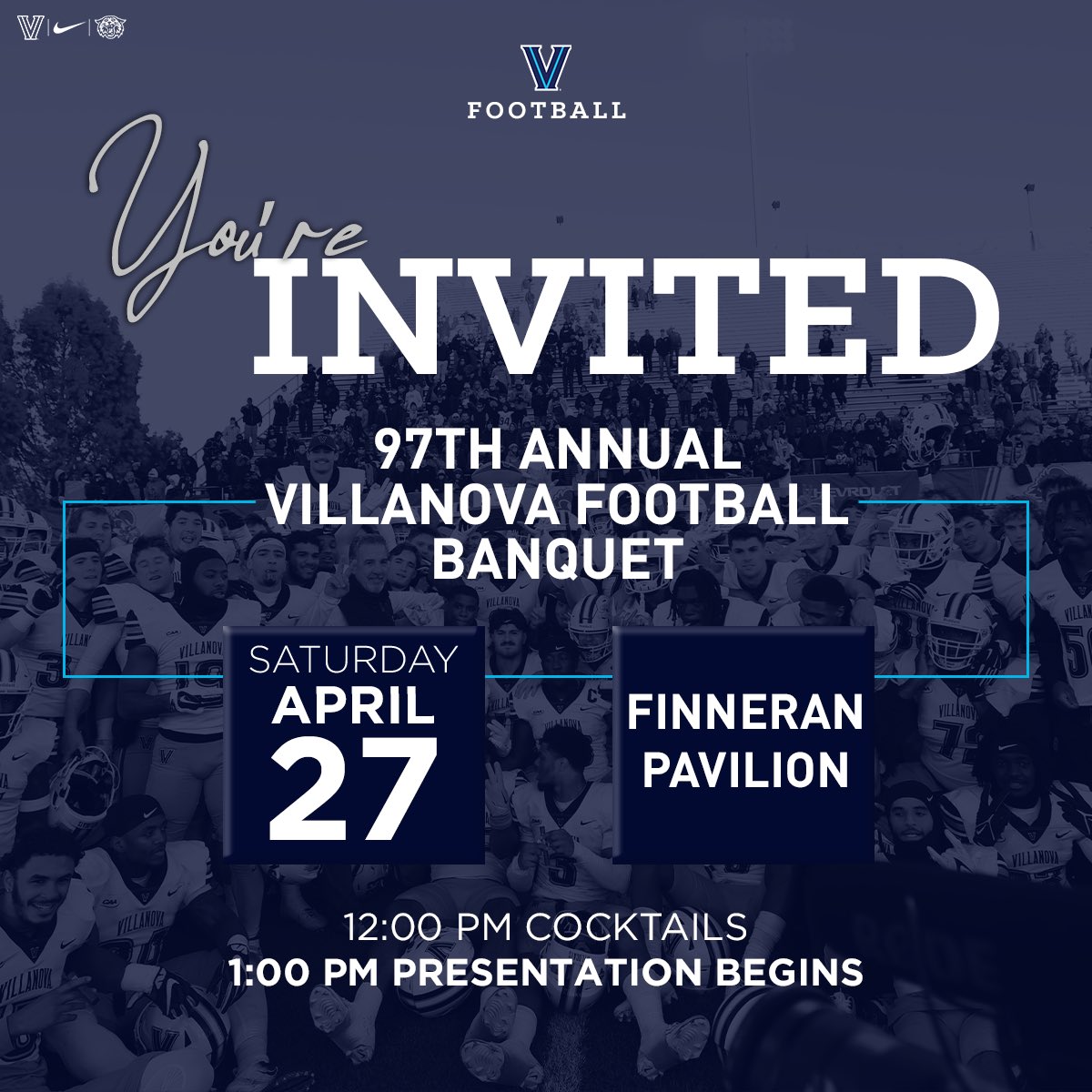 #NovaNation - join us in celebrating the 2023 season & @CAAFootball Championship at the 97th annual Villanova Football Banquet! 🏆👏 Register today: tinyurl.com/4na85y46