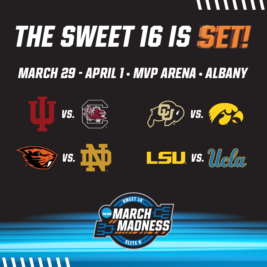 The Sweet 16 is set 🏀 Secure your seats today and experience March Madness live! Hosted by the MAAC and Siena College. #MarchMadness 🎟️: bit.ly/4czmIbA