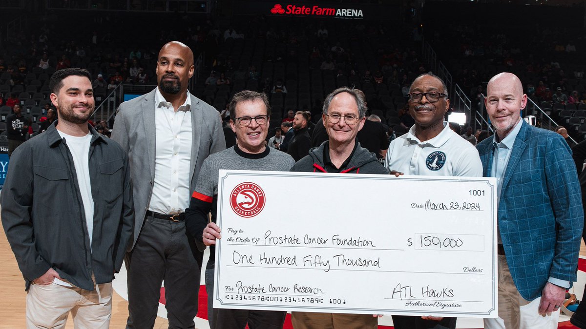 🏀🎗️ We want to give a special ‘thank you’ to the @ATLHawks Foundation & Ressler Gertz Family Foundation for donating $150,000 toward PCF and our mission to end #prostatecancer. Stay informed by joining our email list: pcf.org/take-action/st…