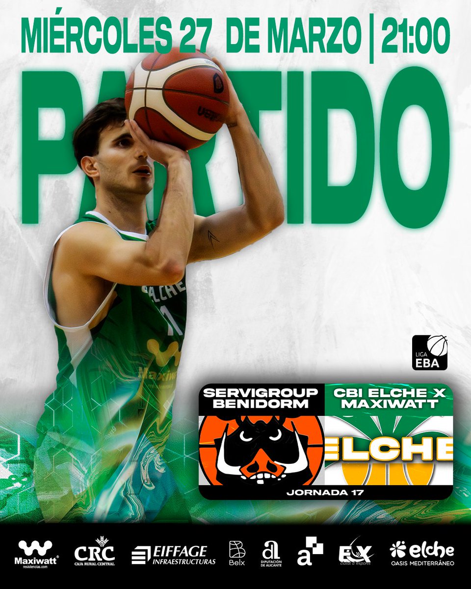 🚨 ¡Partido en Benidorm!

Mañana el CBI Elche x Maxiwatt visita la pista del Servigroup Benidorm para disputar el partido correspondiente a la J17. 🏀

🏆 J17 | EBA (Aplazado)
🆚 <a href="/cbbenidorm/">Club Baloncesto Benidorm</a> 
🗓️ Miércoles 27 de marzo
⏰ 21:00
📍 Benidorm

#ElBaloncestoDeElche #ÚneteAlJuego🟢