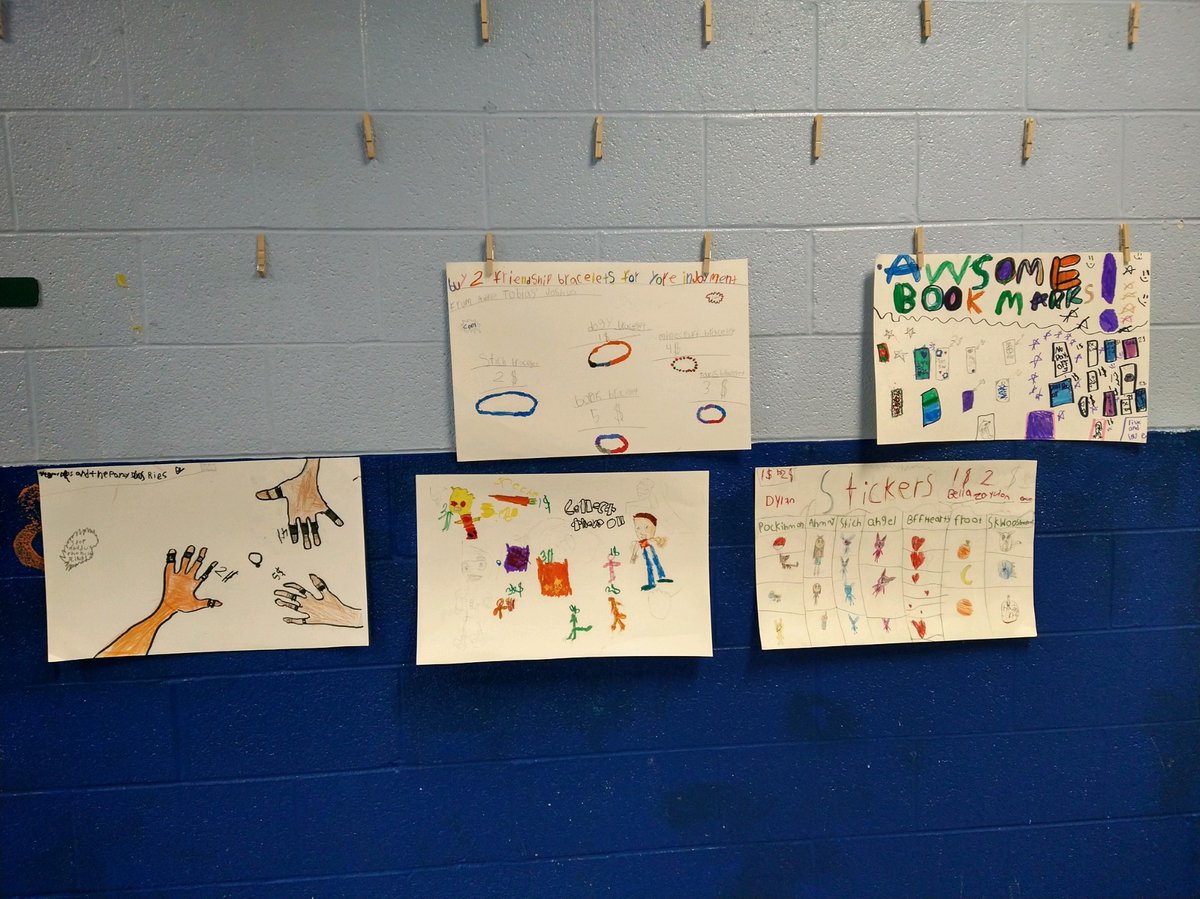 boshers_wendy's tweet photo. Some of the signs that the students made to sell/advertise their items. @howell_stem #BuzzWorthy https://t.co/IppROIkv3K