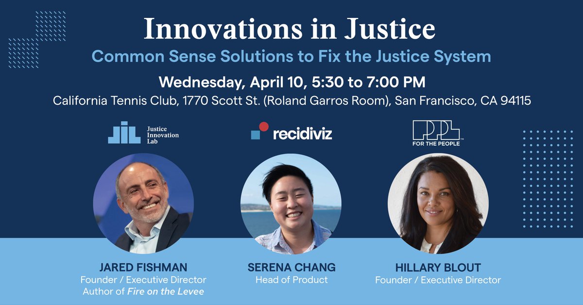 Join us at @lab4justice's event 'Innovations in Justice' on April 10, 5:30-7 PM PT. Hear from our Founder @HillaryBlout, @lab4justice’s Jared Fishman, and @Recidiviz's Serena Chang on transforming the justice system with common-sense solutions. RVSP at lnkd.in/e9CuF8qX
