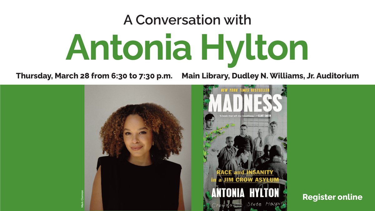 Award-winning journalist Antonia Hylton discusses her new book, Madness: Race and Insanity in a Jim Crow Asylum, 3/28 at 6:30 pm at the library. Moderated by Mendi Blue Paca, President and CEO of Fairfield County’s Community Foundation. fergusonlibrary.org/event/conversa…