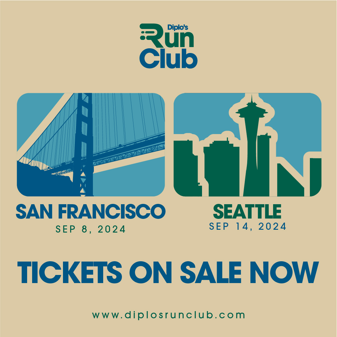 Stop running from your problems and run to a party with me. @diplosrunclub is taking over SF on 9/8 and Seattle on 9/14 diplosrunclub.com