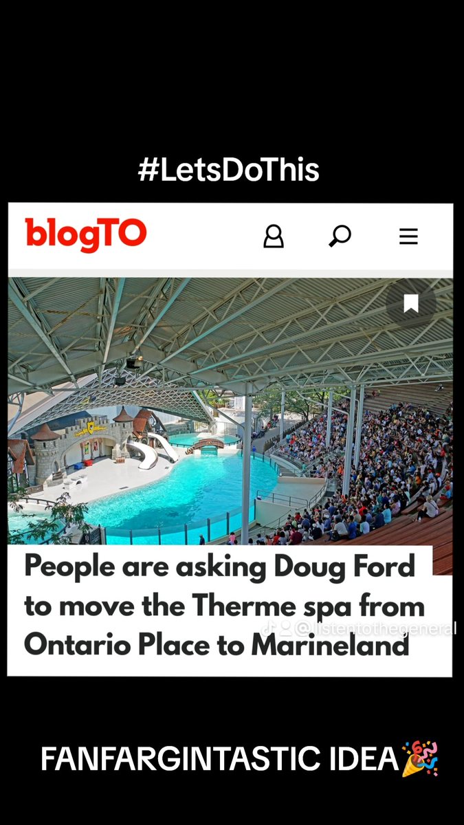 WHAT A FANFARGINTASTIC IDEA 🎉
Use now closed #Marineland for #thermaspa #superspa and #saveontarioplace and #keepitpublic for all us ordinary folks
Hey @fordnation are you even listening?
#Ontario #SaveOntarioPlace