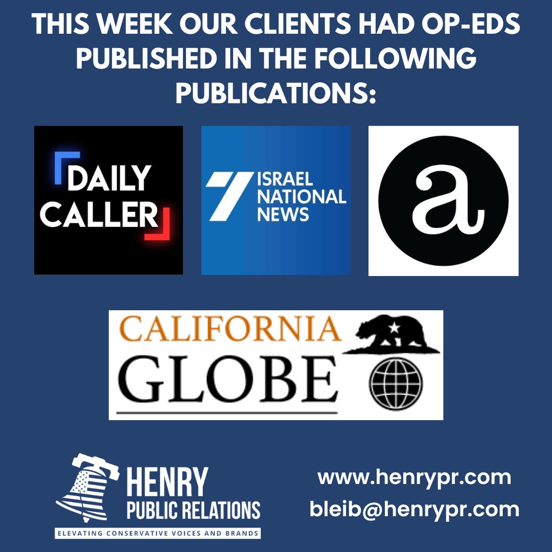 Congratulations to our clients for having their work published in major publications in U.S. and Israeli media markets this week! #EarnedMedia #OpEds