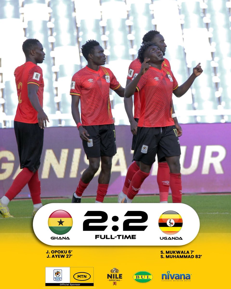 FT 🇺🇬 2 - 2 🇬🇭 Friendlies out of the way. Up next; World Cup Qualifiers Uganda Vs Botswana - 3rd June