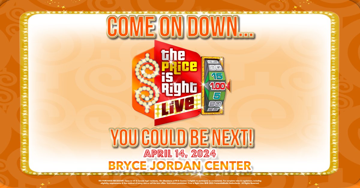 Come on down! The Price is Right Live is heading to the #JordanCenter on Sunday, April 14! Get tickets now for your chance to spin the big wheel! → bit.ly/BJCPIRLTW