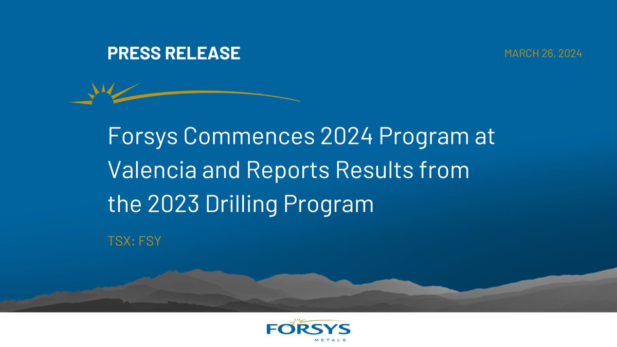 Forsys Commences 2024 Program at Valencia and Reports Results from the 2023 Drilling Program globenewswire.com/news-release/2… $FSY #News #NewsRelease #Mining #Exploration #Drilling #Uranium #Investing