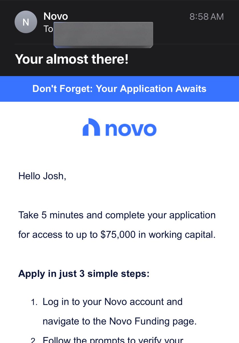 Oh, no. This is really quite bad, @Novo_HQ. Are you serious? “Your almost there”??? You’re a BANK, for God’s sake.