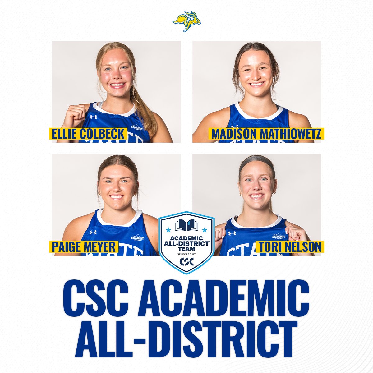 Congratulations to Ellie, Maddie, Paige & Tori on your CSC Academic All-District honors! #GoJacks 🐰