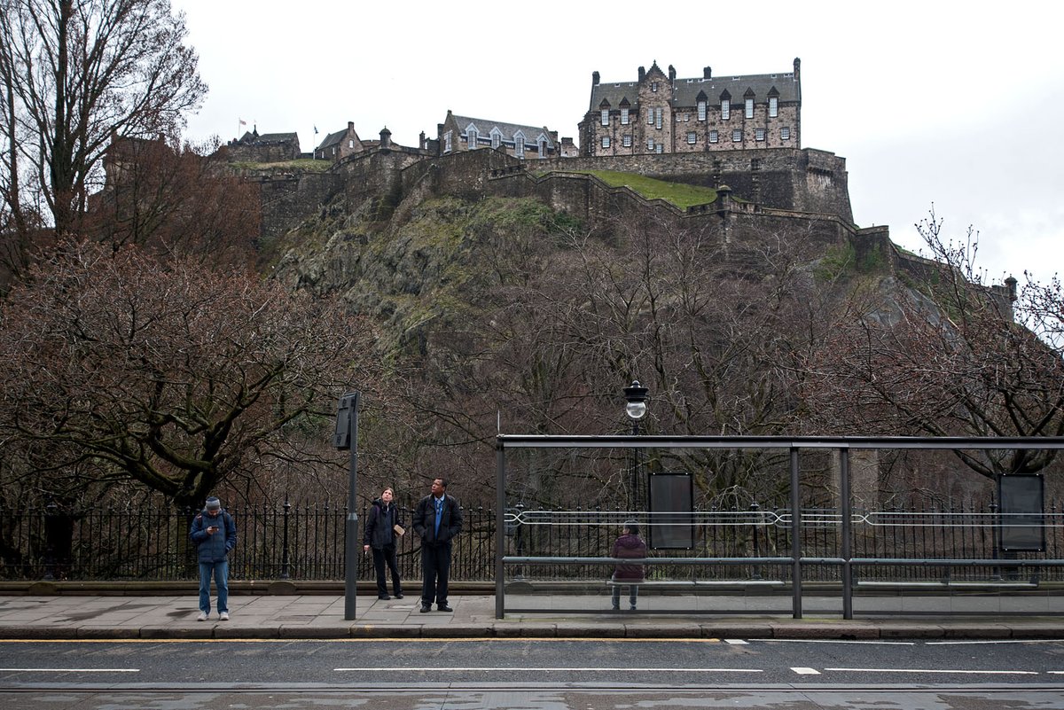 Bus shelter on Princes Street at lunchtime today. #Edinburgh.