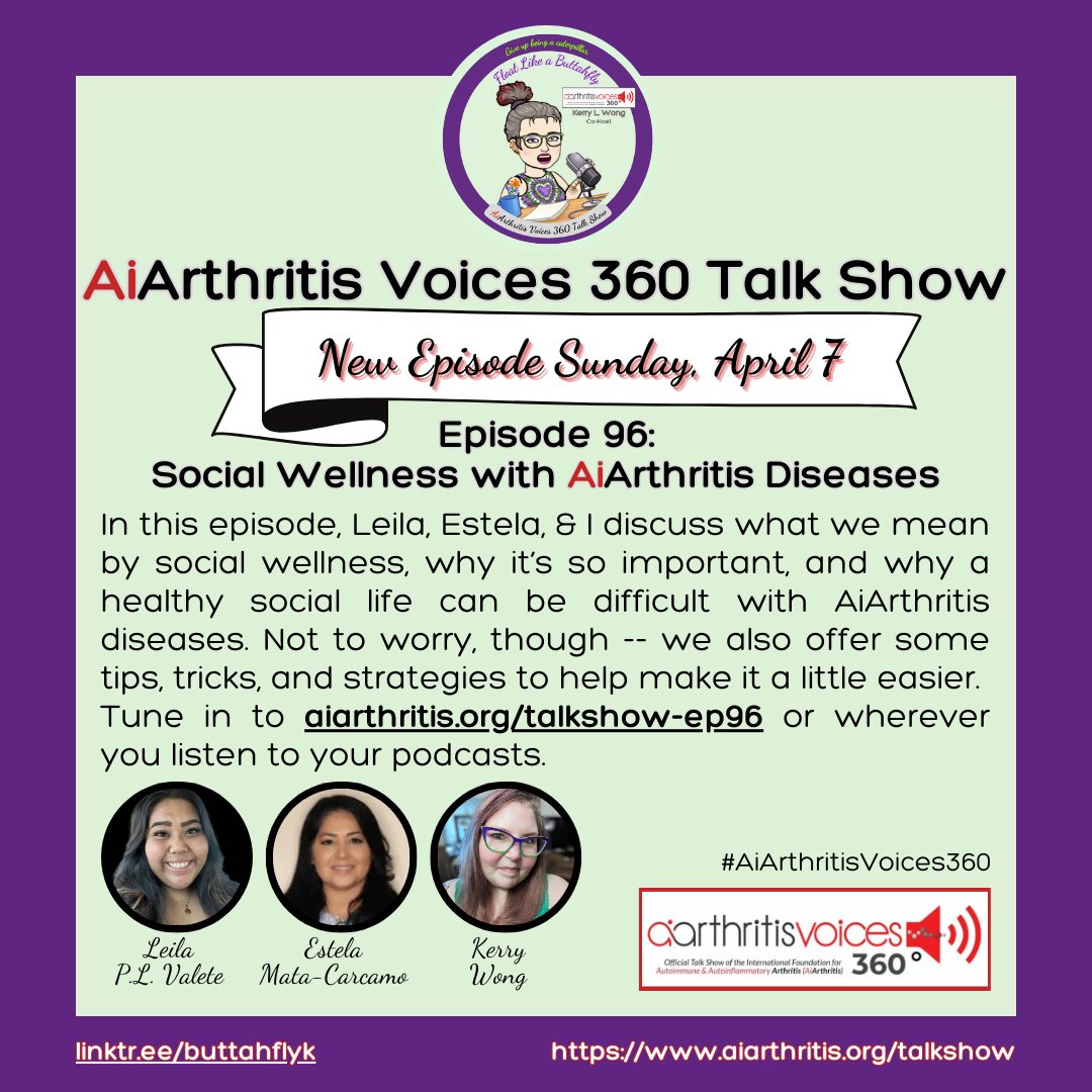 Just had a great conversation with @lupuslifestyle and @Looms4Lupus for the next @ifaiarthritis AiArthritis Voices 360 Talk Show, airing Sunday, April 7. Tune in to aiarthritis.org/talkshow-ep96 ~🦋 #AiArthritis #RheumChampions #lupus #RheumatoidArthritis #sarcoidosis #Sjogrens