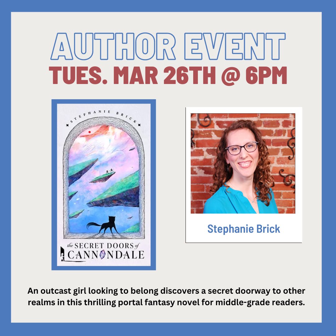 Come join the celebration tonight @parkbooksmd for The Secret Doors of Cannondale's official release party! 6-7:30 with snacks, signed copies, swag, and more!! #bookstagram #thesecretdoorsofcannondale, #stephaniebrickbooks #cannondalebooktrilogy#middlegradefantasy