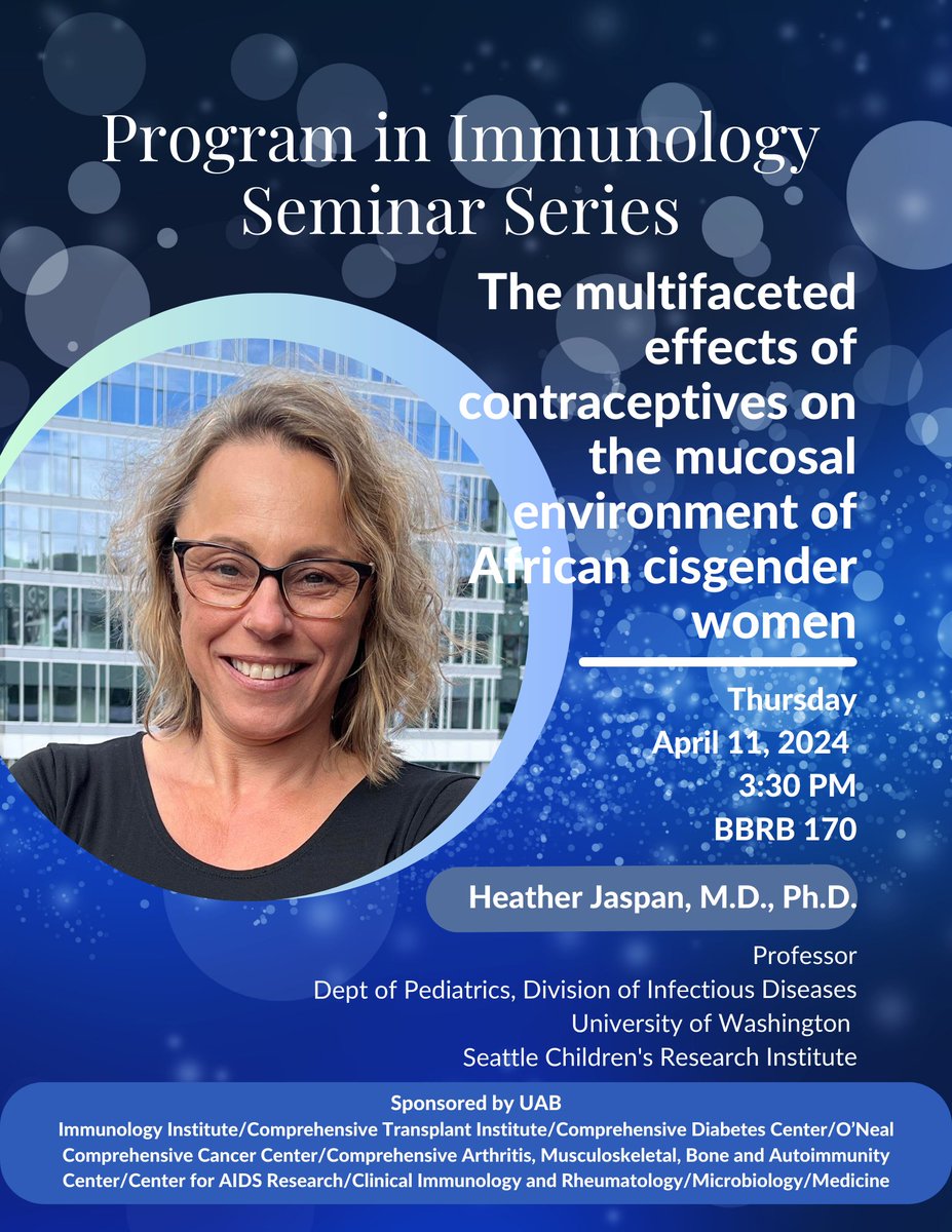 Come join us for the Program in Immunology seminar series featuring Dr. Heather Jaspan from the University of Washington and Seattle Children's Research Institute. See you at 3:30 pm on Thursday 4/11/2024!