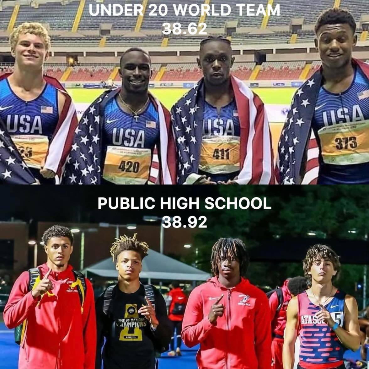 Atascocita HS almost broke the 4x100 u20 world record 🤯 Texas athletes are different 💨