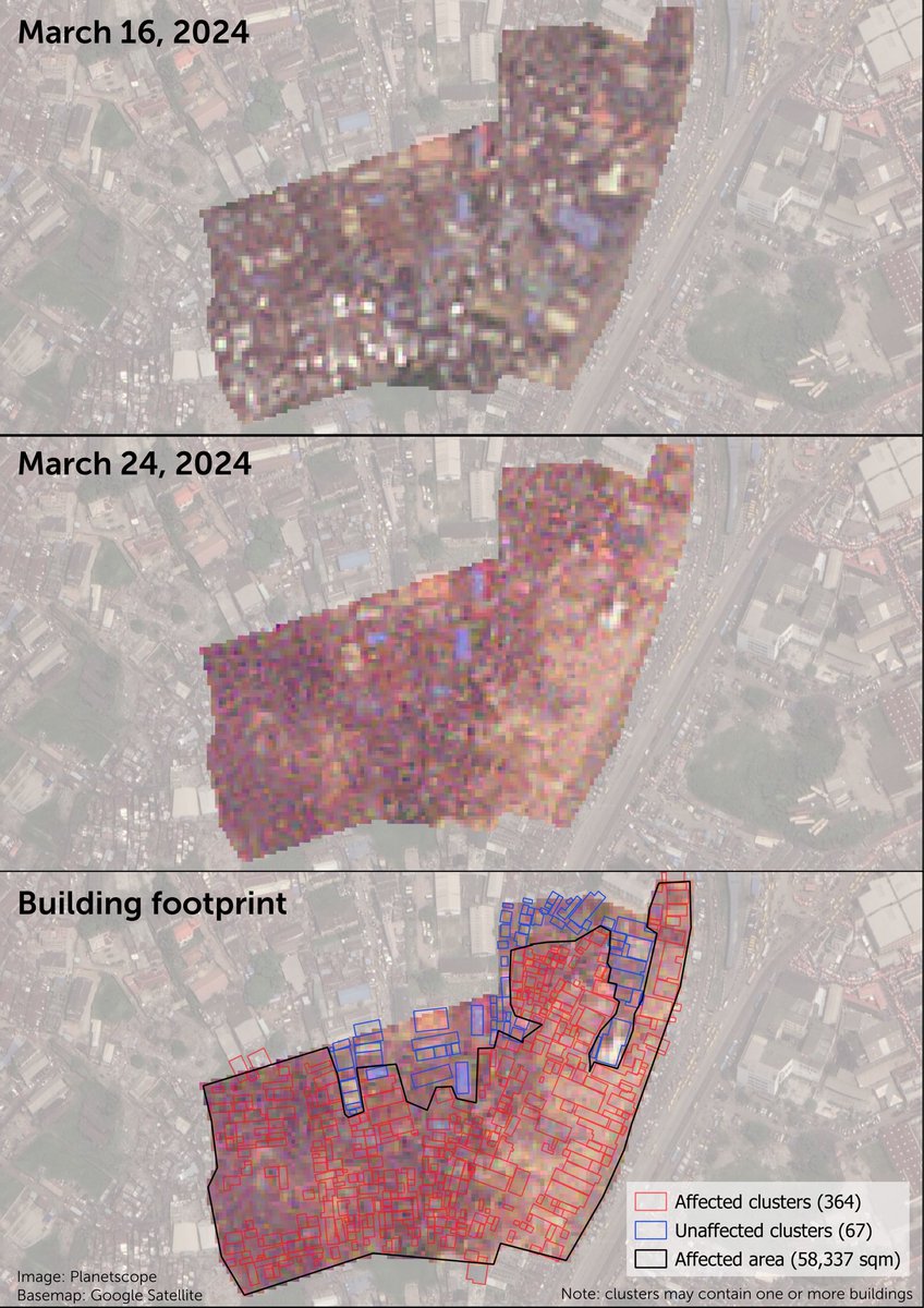 Satellite imagery shows ~364 buildings / building clusters affected thus far in the #Otto forced eviction — rumors the demolition will continue to neighboring #Otumara community — #EndForcedEvictions now! (mapping by Nigerian Federation, viz w/ support from @Data4HumanRight)