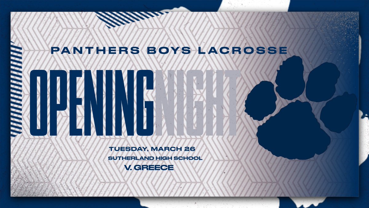 OPENING NIGHT!

@PLaxBoys opens up tonight at 7:00 PM at Sutherland v. Greece. Good luck Panthers! #PittsfordPride.