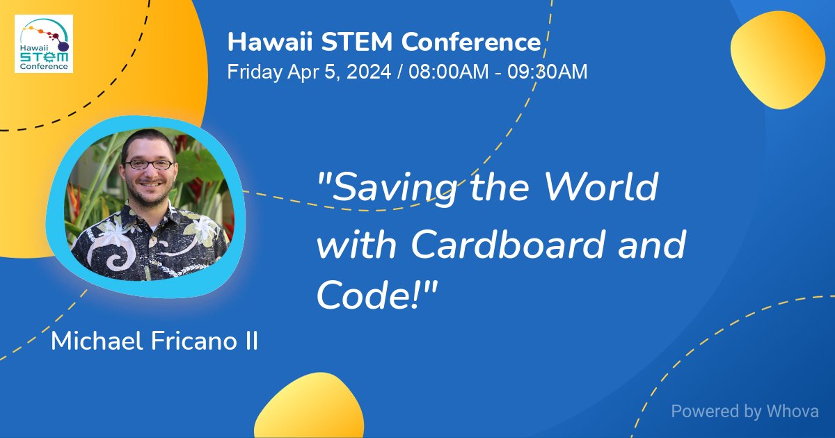 👀Will I see you at the @HawaiiSTEM Conference next week? I'll be there on Friday, April 5 presenting two sessions: 🟣 Saving the World with Cardboard and Code! 🟣 Unlocking Creative Learning with CoSpaces Edu