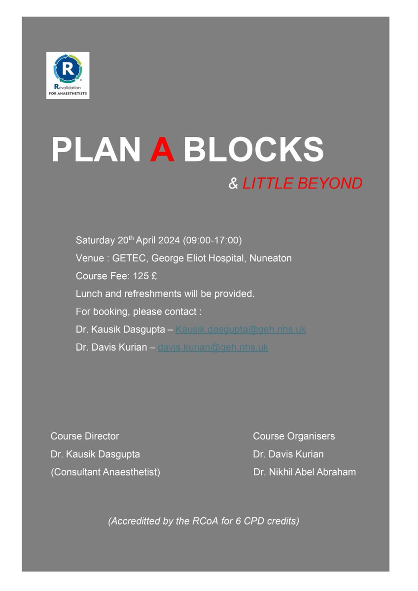 Our course is approved for 6 CPD points by RCOA