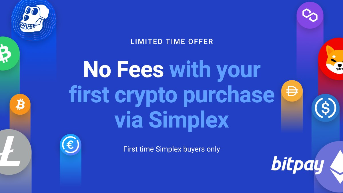 📲 Enjoy no fees on your first crypto purchase via Simplex! Download the BitPay app to enjoy this limited time offer. Terms and conditions apply: unbounce.bitpay.com/no-fees-with-s… #BitPay #Bitcoin #crypto