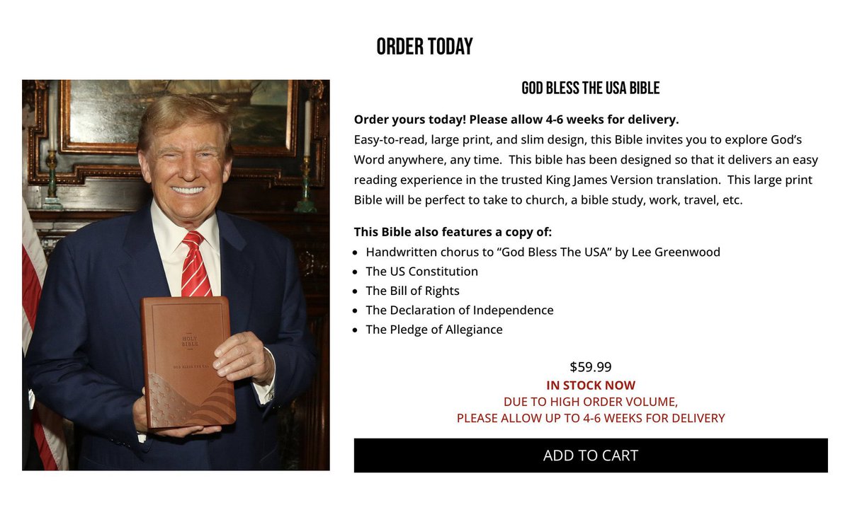 Trump Bibles… The perfect blend of capitalism and christian nationalism 🙄