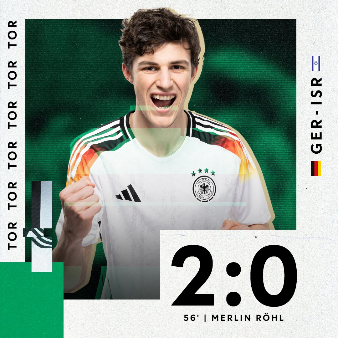 ⏱️ 56. Min Merlin macht ihn und erhöht auf 2⃣:0⃣ 🙌 #HERZZEIGEN #U21 #GERISR | 📸 Thomas Böcker/DFB