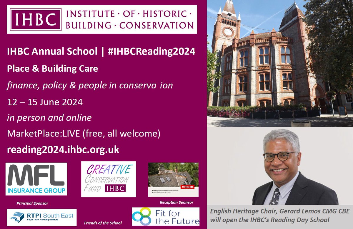 IHBC (@ihbctweet) on Twitter photo The IHBC thanks <a href="/F4F_Network/">Fit for the Future</a> and <a href="/RTPISouthEast/">RTPI South East</a>
for their support as friends of this year’s Annual School #IHBCReading2024. Join us online from £30+VAT or in person to explore Place & Building Care: Finance, policy & people in conservation practice. reading2024.ihbc.org.uk The IHBC thanks <a href="/F4F_Network/">Fit for the Future</a> and <a href="/RTPISouthEast/">RTPI South East</a>
for their support as friends of this year’s Annual School #IHBCReading2024. Join us online from £30+VAT or in person to explore Place & Building Care: Finance, policy & people in conservation practice. reading2024.ihbc.org.uk