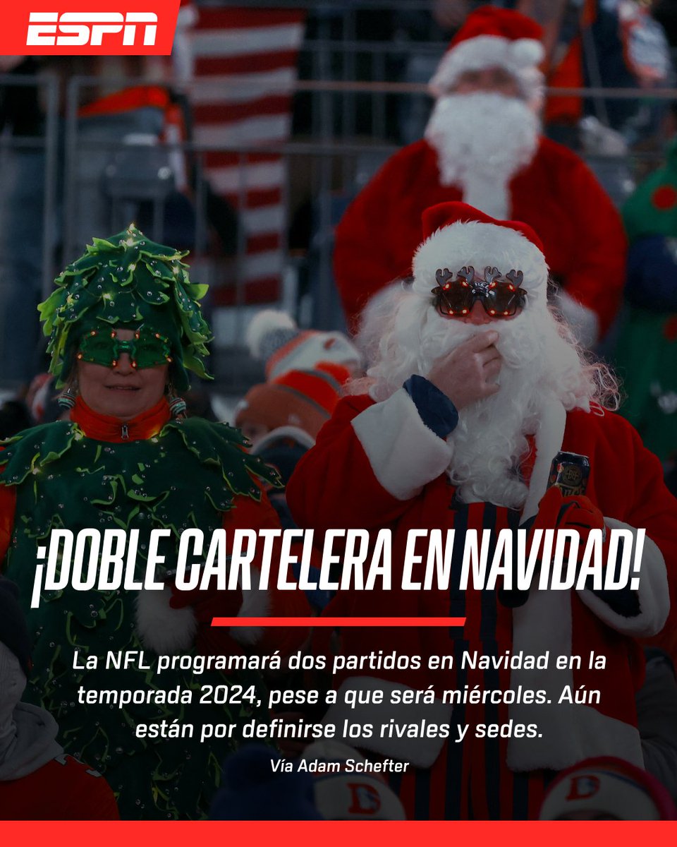 🎅 En miércoles y Navidad... ¡HABRÁ DOBLE CARTELERA DE NFL! 😍🏈 #NFLxESPN Más detalles 👉espn.com.mx/futbol-america…