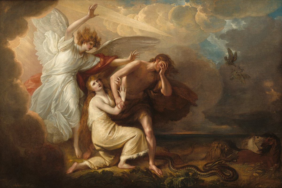 #arts #artlovers #ArteYArt #painting #donneinarte #music Benjamin West - The Expulsion of Adam and Eve from Paradise 1791
