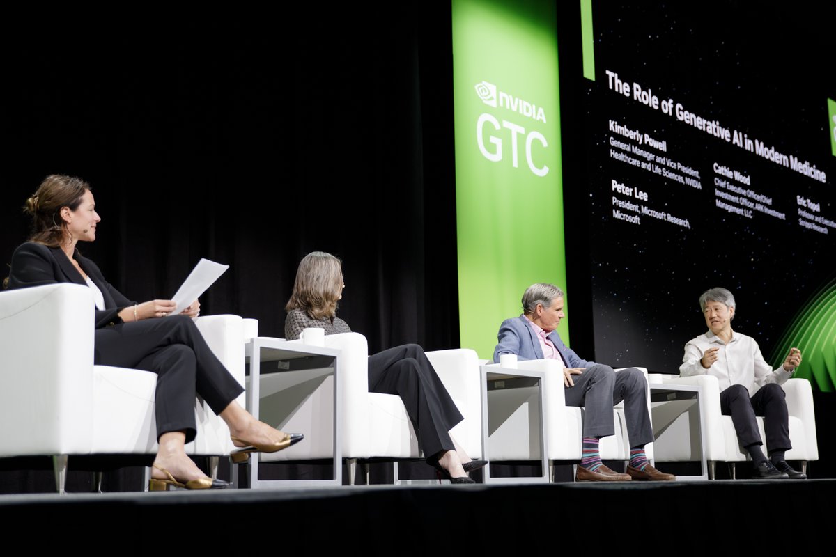 Moderated by @kpowgerade, this #GTC24 panel explores the synergies between advancements in #AI and #healthcare applications, featuring experts who have made this their life’s work: @EricTopol, @CathieDWood, and @peteratmsr. Register by 11:59 p.m. PDT tonight to watch the session…