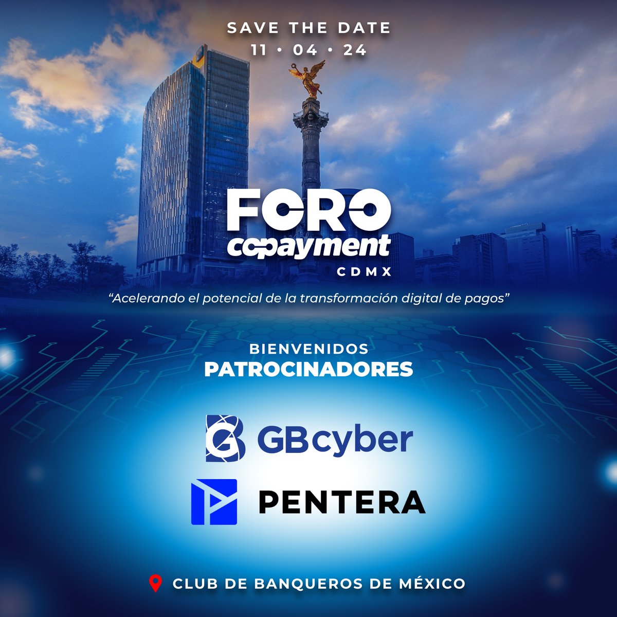¡Le damos la bienvenida a Pentera / GBcyber como patrocinador del FORO COPAYMENT CDMX! 📆 11 de Abril, 2024 📍 Club de Banqueros de México ➡️ Regístrate: foro.copayment.com.mx/#/signup #forocopaymentcdmx