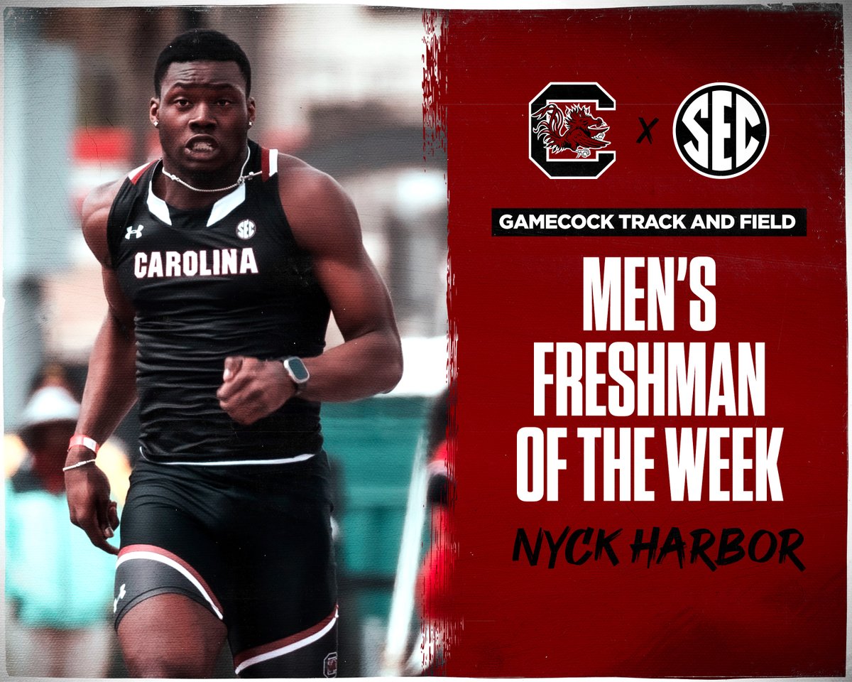 Outdoor season is off to a hot start! Gamecocks 🧹 the @SEC Freshman of the Week honors #onecockymind #cockyandconfident