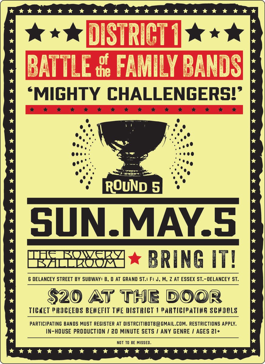 ShuangWen184 (@shuangwen184) on Twitter photo Please join district 1's fundraiser for our schools in our district, and watch battle of the family bands! We need you to come and support our school band and help them win! <a href="/District1NYC/">District 1 NYC</a> Please join district 1's fundraiser for our schools in our district, and watch battle of the family bands! We need you to come and support our school band and help them win! <a href="/District1NYC/">District 1 NYC</a>