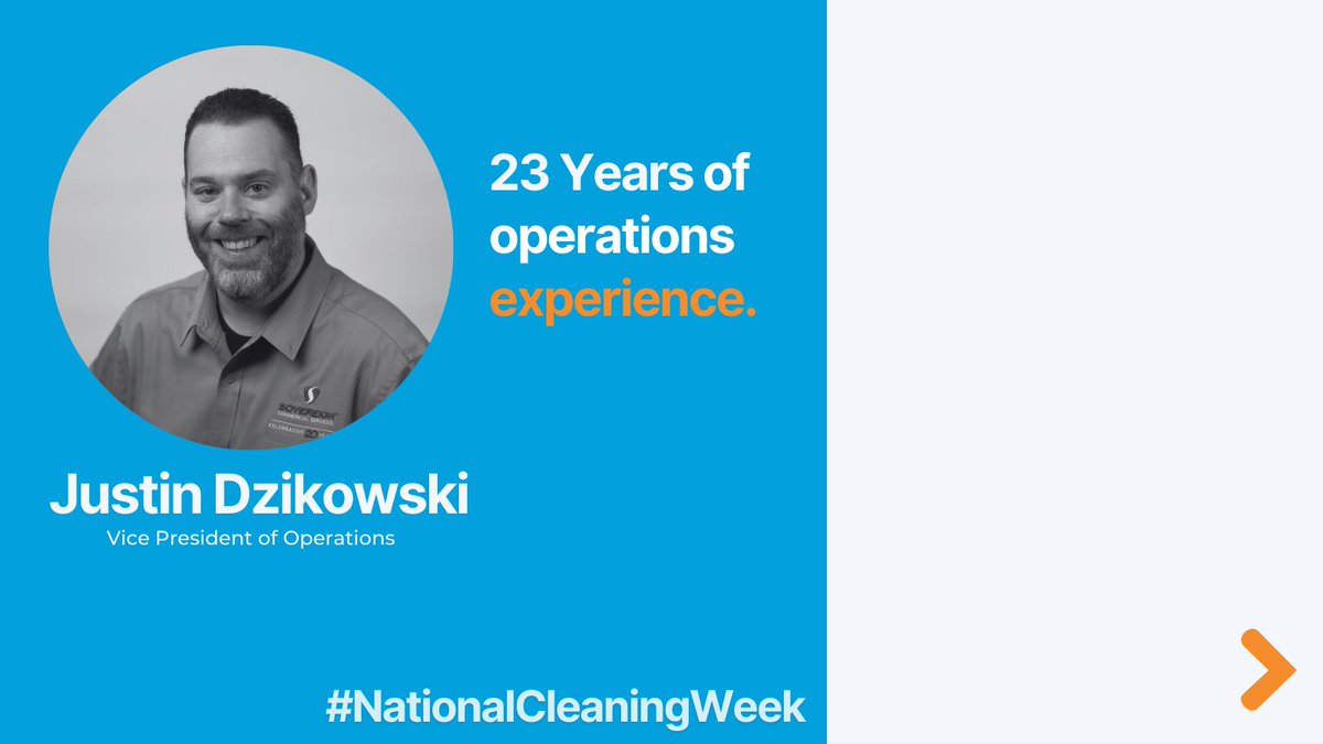 SovereignCS's tweet image. Welcome to Day 2 of #NationalCleaningWeek with Sovereign’s VP of Operations, Justin Dzikowski! Justin has been on #TeamSovereign for the past seven years, bringing 23 years operations experience to the table. Check out Justin’s thoughts on working in the industry here: