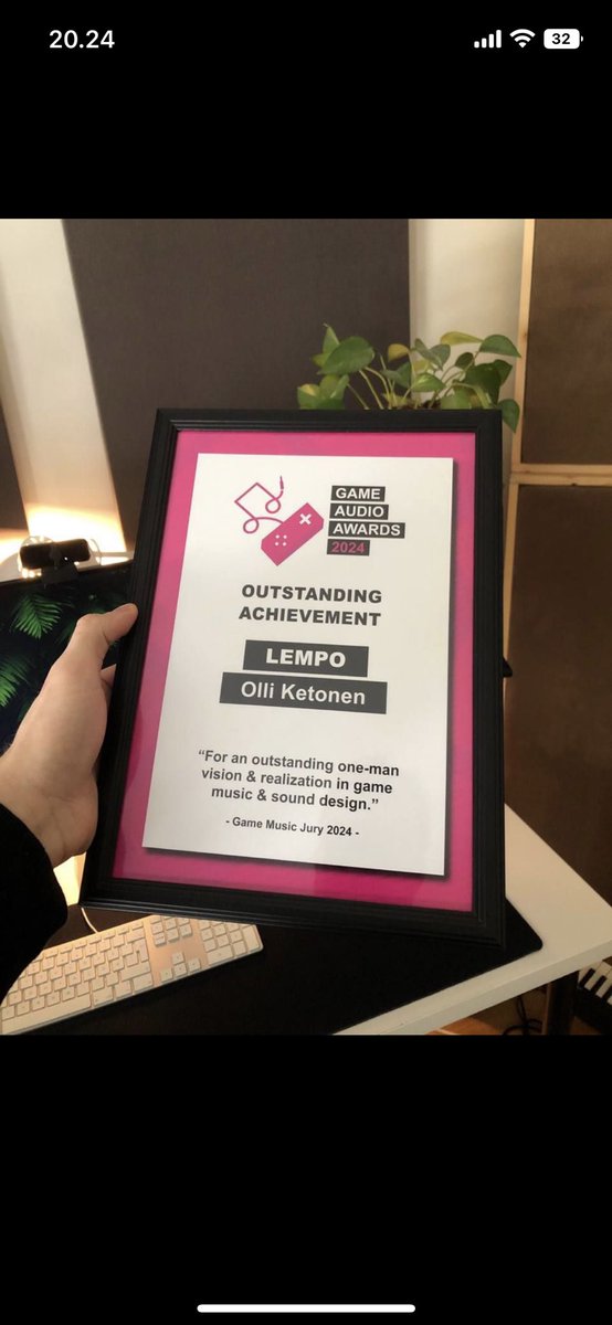 OUTSTANDING ACHIEVEMENT
"For and outstanding one-man vision &amp; realization in game music and sound design"
LEMPO
Olli Ketonen

We are so proud of how the audio side of LEMPO turned out and the reason for that is Olli!❤️
#gamemusic