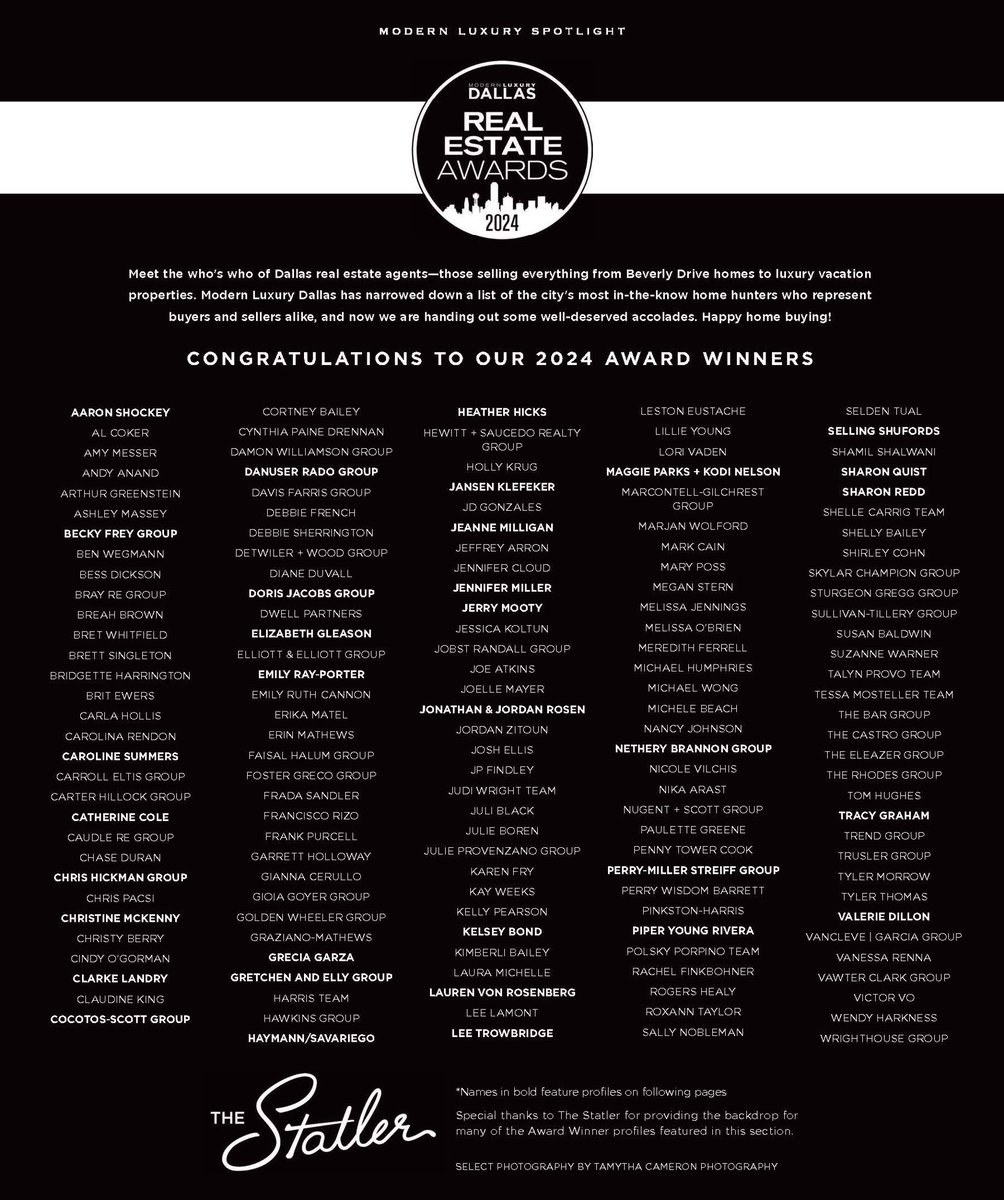 Tracysellsdfw's tweet photo. I am so honored to be chosen as a top luxury agent in Dallas by @ModLuxDallas 
Good is blessing this business of mine and I’m forever grateful!  
@Jpfindleygroup #makingthemovetotexas #tracysellsdallas #milliondollarlisting #explorepage #luxuryrealestate #womeninbusiness https://t.co/tiVBUueJGl