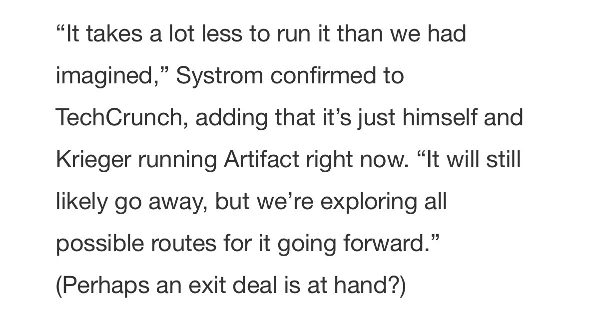 mad respect for Systrom and Krieger running the entire Artifact product by themselves right now