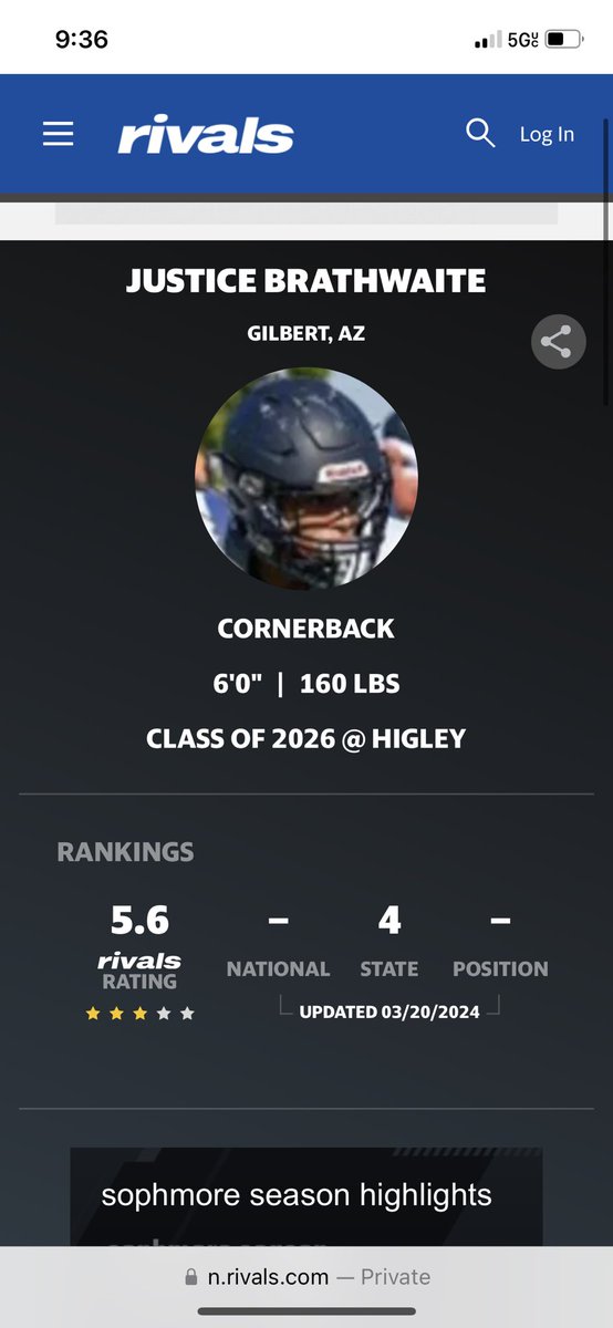 Blessed to be ranked as a 3⭐️ and recognized as the #4 player in the state by @Rivals Work doesn’t stop I still need 5⭐️ and the #1 spot @HIGLEYFOOTBALL @oliver3j @JUSTCHILLY