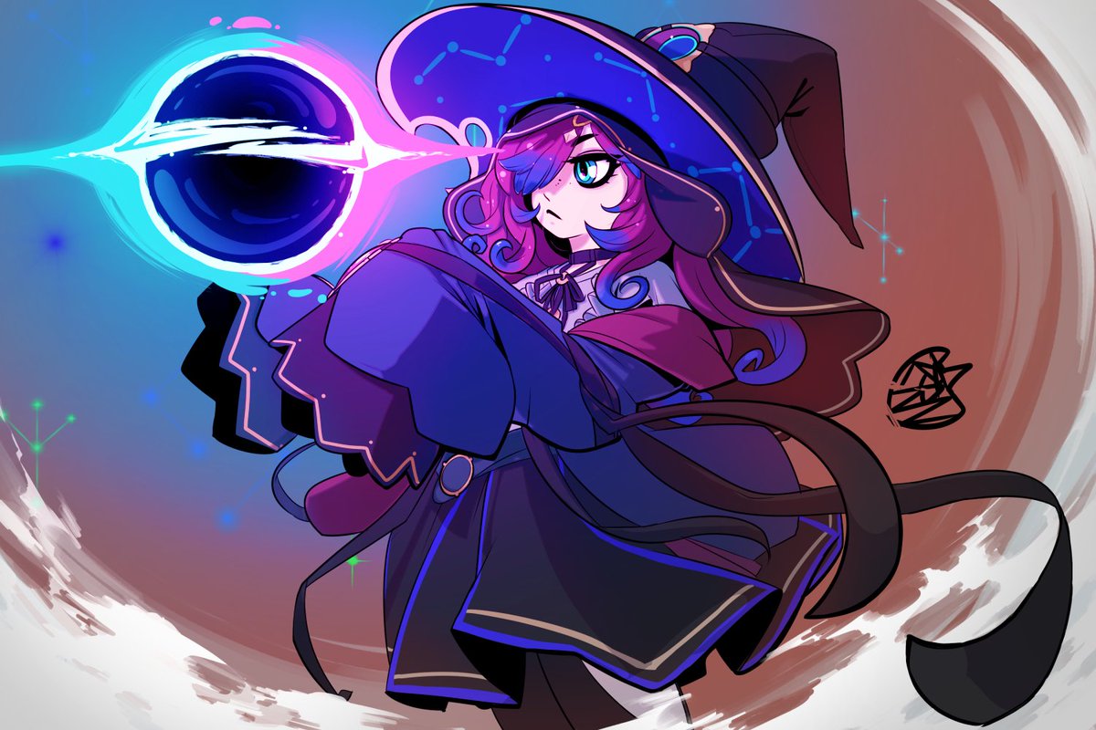 Cute goth witch that does black holes? Right in my interest. Loved your art for years, Squeaky.