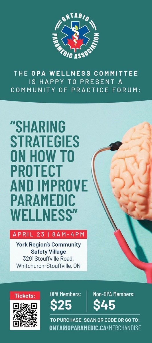 What wellness programs do you have at your paramedic service? Sharing Strategies on How to Protect and Improve Paramedic Wellness. A community of practice forum for paramedic wellness coordinators or peer support leaders. 04/23/2024. Limited tickets.

ontarioparamedic.ca/paramedic-well…