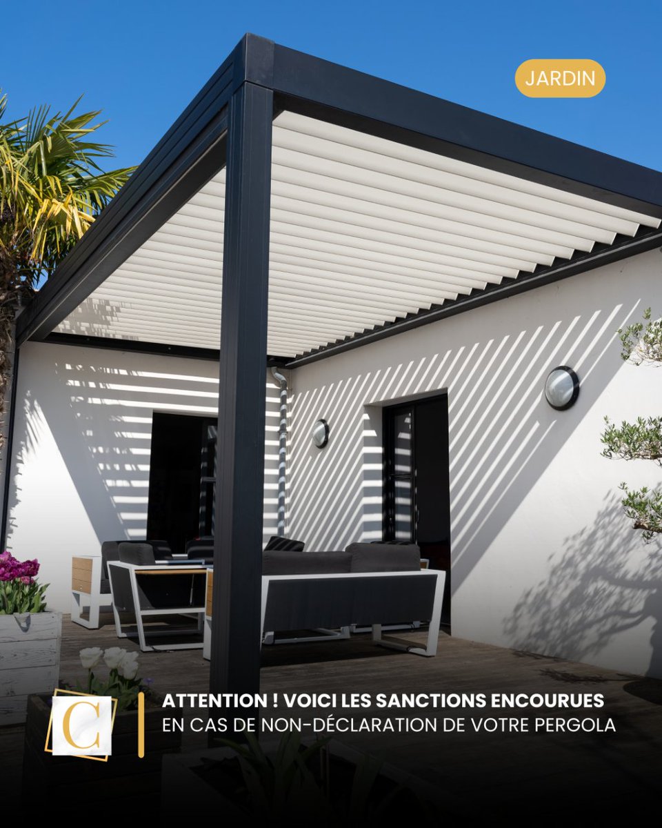 Installer une pergola sans déclaration ? Attention aux sanctions. Amendes, obligations de démolition... Ne prenez pas de risques !

Découvrez ce que dit la loi et comment sécuriser votre projet d'aménagement.
Plus d'infos 👉 ctendance.fr/sanctions-enco…

#Pergola #Conseils #Jardin