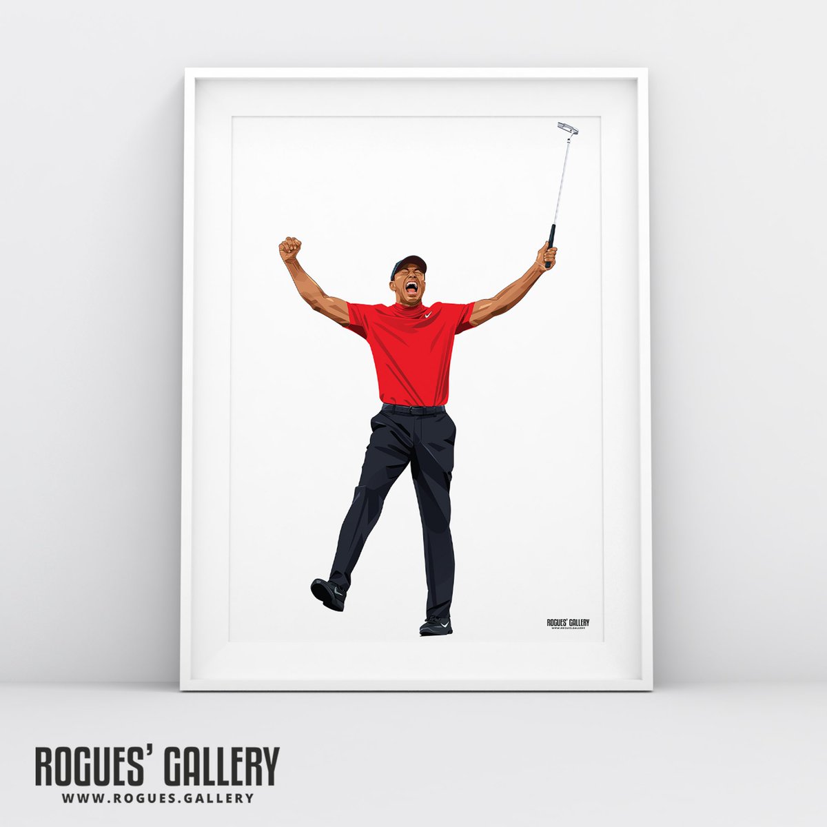 Something completely different that was specially commissioned. A first golf design, fittingly of Tiger Woods in the Ryder Cup. ⛳️ Available now in 3 different styles & all sizes #tigerwoods #art #golf rogues.gallery 👀