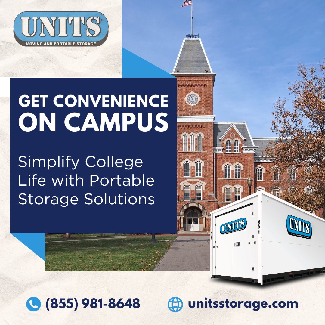 Make your college journey smoother with UNITS! 🎓📦 Dive into the ease of campus living with our portable storage solutions. Learn more: unitsstorage.com/college-and-un… #UNITS #storage #moving #education #college #student #university #collegelife