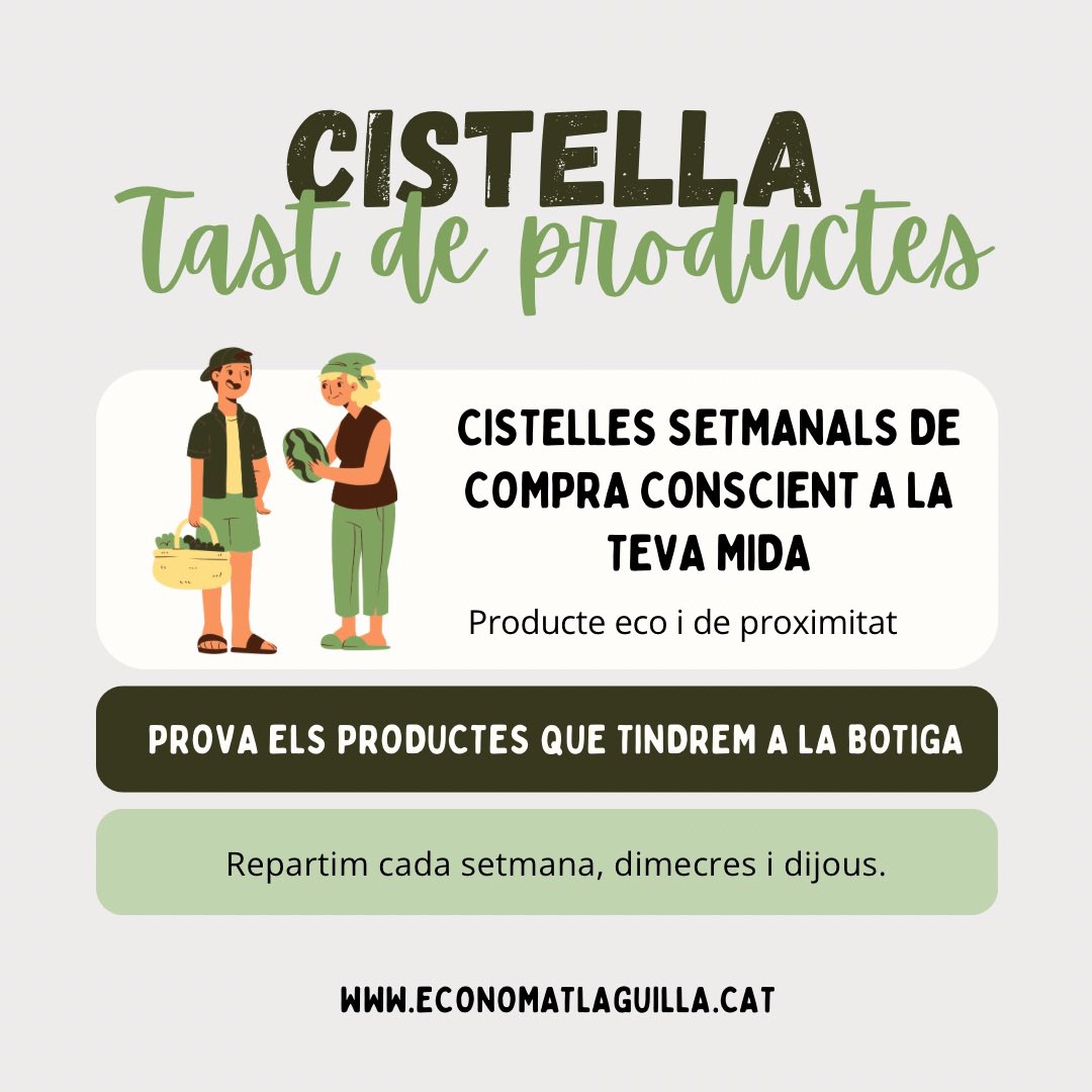 ᖴOᖇᗰᗩ ᗪE ᑕOᑎSᑌᗰIᖇ

→ Vols fer un canvi en la forma que tenim de consumir?

→ Nosaltres t’ajudem amb la compra setmanal.

→ Et preparem una cistella de compra conscient a la teva mida.