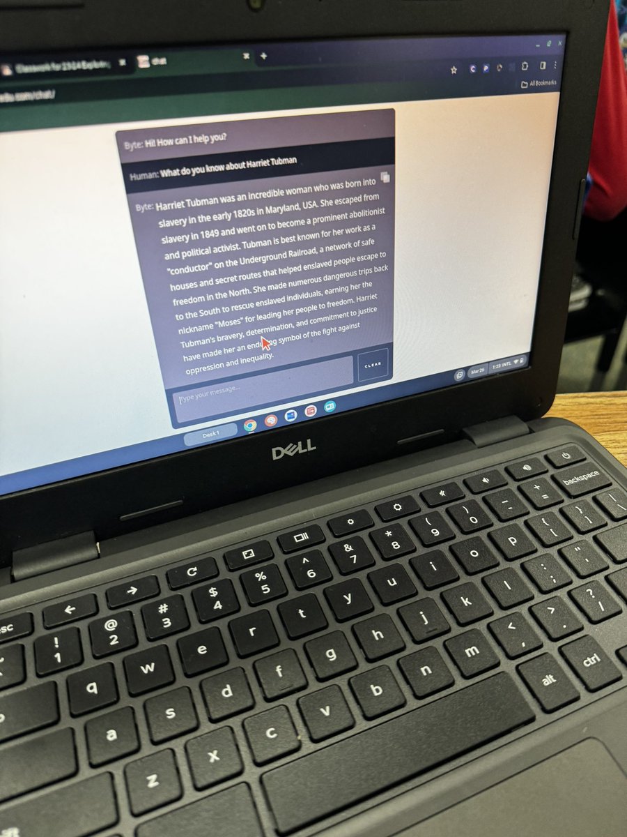 iCoachBarnard's tweet photo. Mrs. Robinson’s class asked @codebreakeredu chat about Harriet Tubman to learn information about her! Afterwards, they completed a Google Sites escape room. Students were so engaged and excited to break the code!!!!’ @WISDMeador @WISDiCoaches #SpringIntoTech https://t.co/r4Iscqfdsc